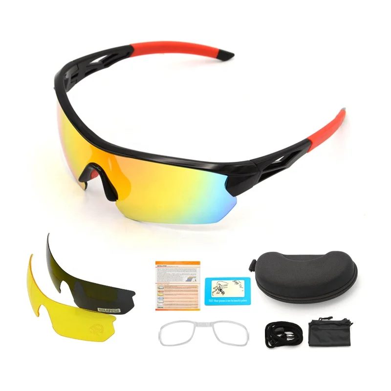 

Polarized Sports Sunglasses With 3 Interchangeable Lens for Men Women Cycling Running Driving Fishing Glasses