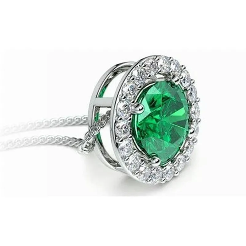 

CAOSHI Fashion Jewelry Wholesale Blue Green Crystal Rhinestone Gem Pendant Charms 925 Silver Full Zirconium Women's Necklaces