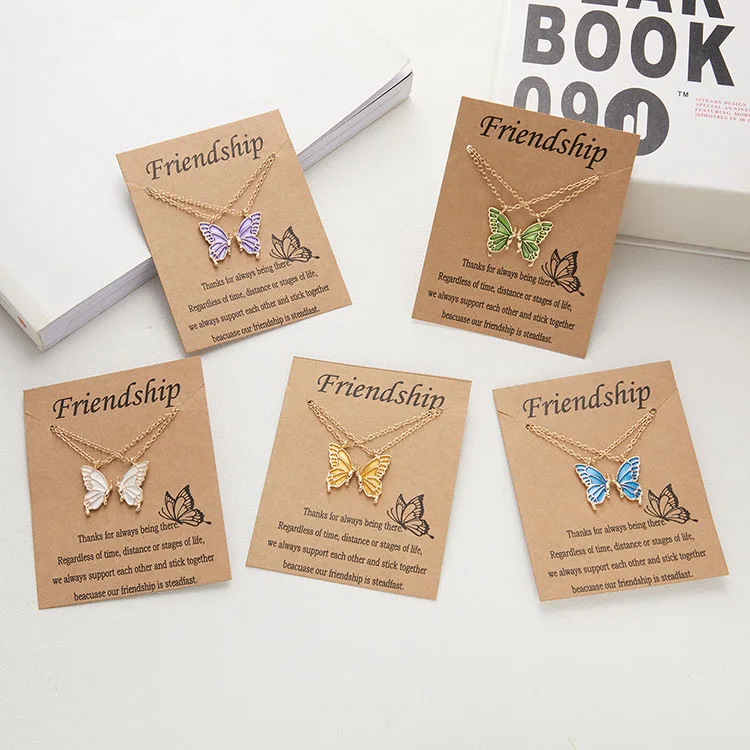 

G1351 Fashion Matching Jewelry Butterfly Necklace Card Butterflies Bestfriends Friendship Necklace for 2