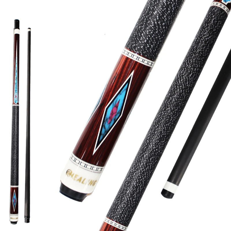 OKHEALING Customizable Technical Wood Pool Cue 12.4mm Carbon Fiber Linen Thread Grip Stainless Steel Stock 1474mm Wrapped
