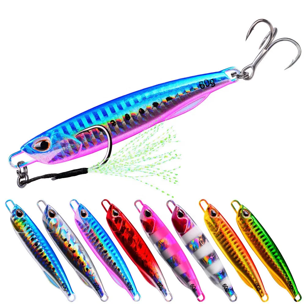 

Deep Sea 10g 15g 20g 30g 40g 60g Reflective 3D Simulation Eyes Sinking Slow Lead Jigging Metal Lure for Saltwater Fishing, 10 colors
