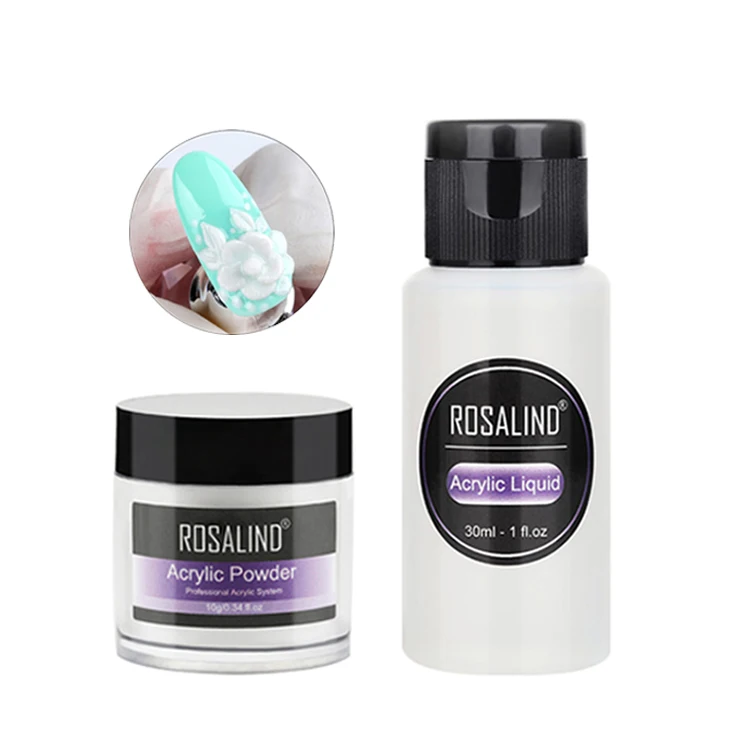 

ROSALIND custom private label 3 colors DIY 3D acrylic powder semi permanent carved nail acrylic powder for nail art salon