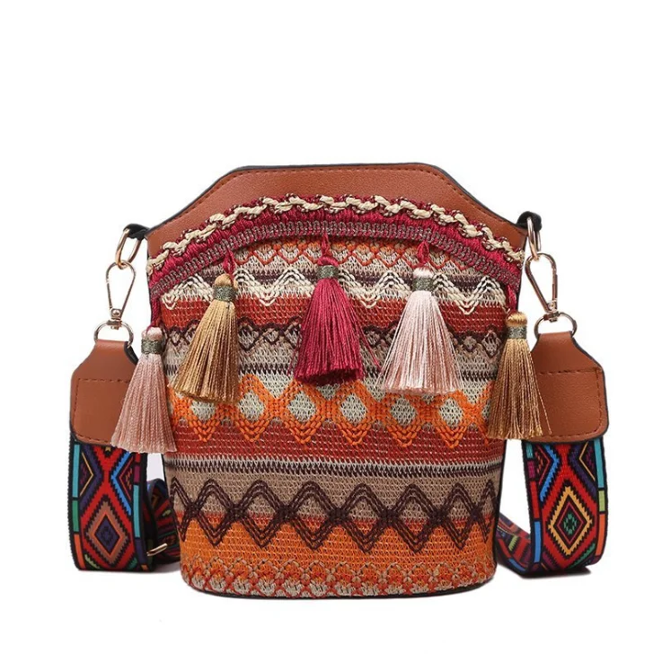 

Hot Sale Fashion Boho Bag Macrame Bag Woven Leather Bag, 4 colors