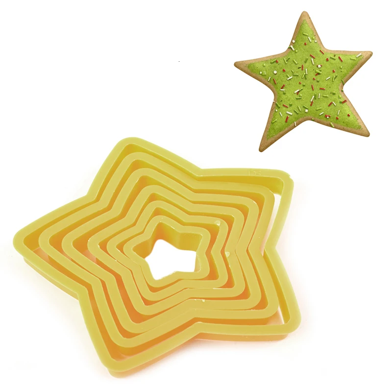 6Pcs Five-pointed Star Fondant Cutter Cookie Pastry Biscuit Cake Decorating Mold 