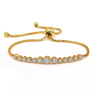 

Delicate Colorful Zirconia Tennis Bracelet Adjustable Crystal Cubic Link Bracelet