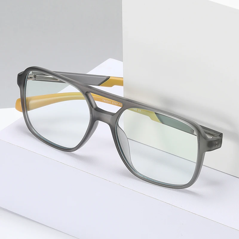 

DCOPTICAL fashion anti blue ray 2021 double bridge men male glasses tr90 business wooden grain color optical frame