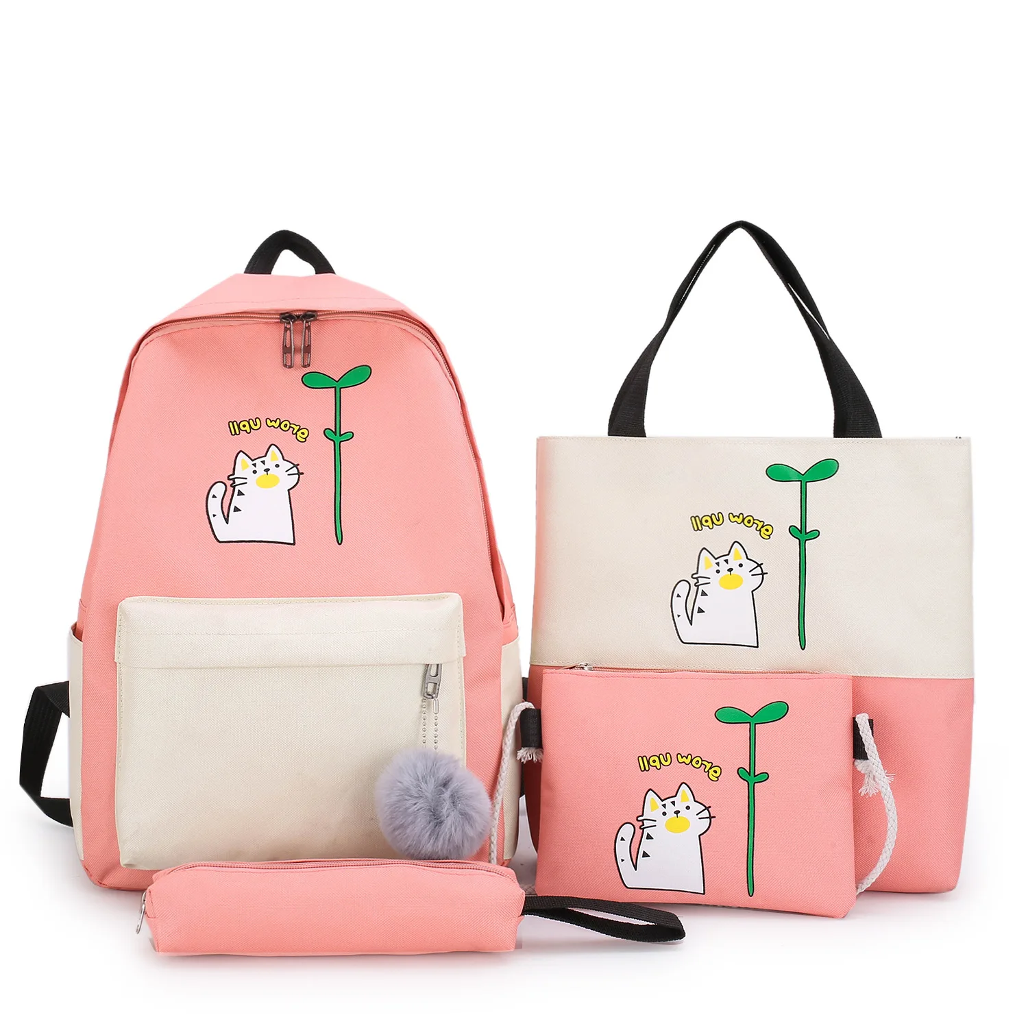 

2021 Hot Assorted colors Canvas School Backpacks College Backpack for girls 4pcs set waterproof backpack Bag, More than 10 colors or customized