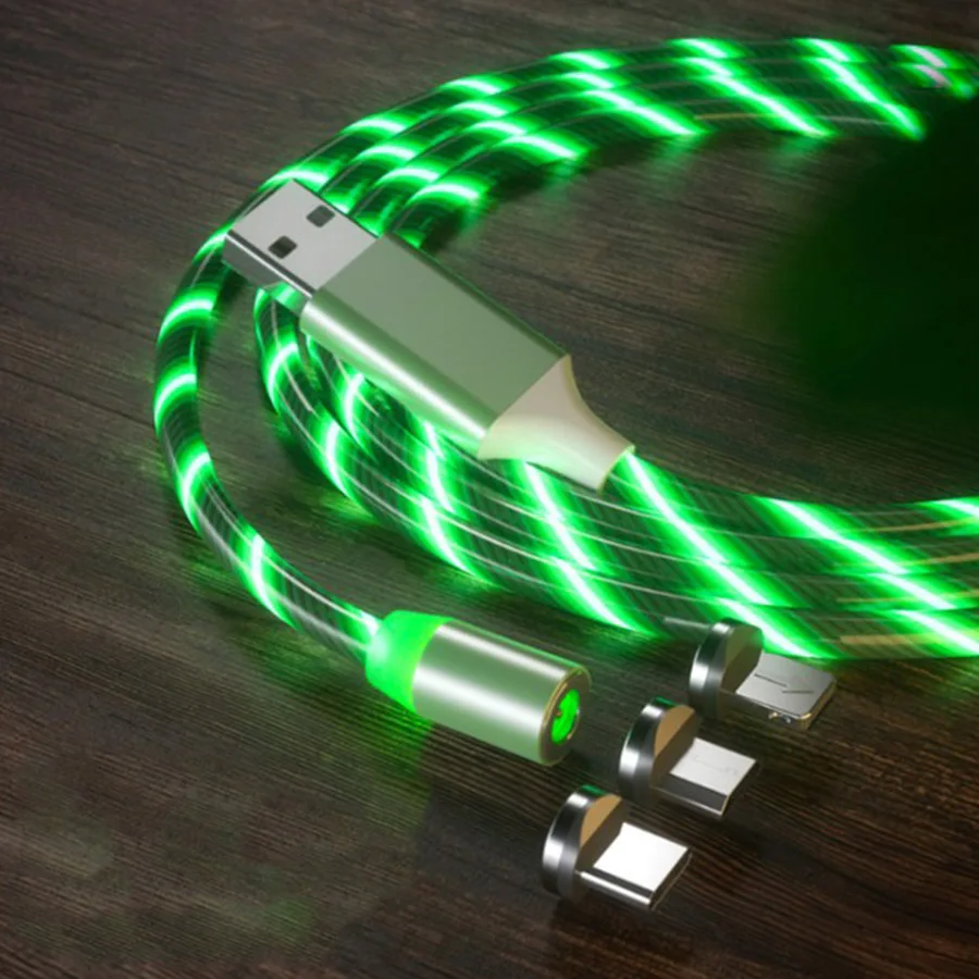 

Best Seller Popular New Products 2021 Fast Charging USB Cable Flowing Light Mobile Phone Cable USB Magnetic Charger Cable, Blue /red/green/colorful