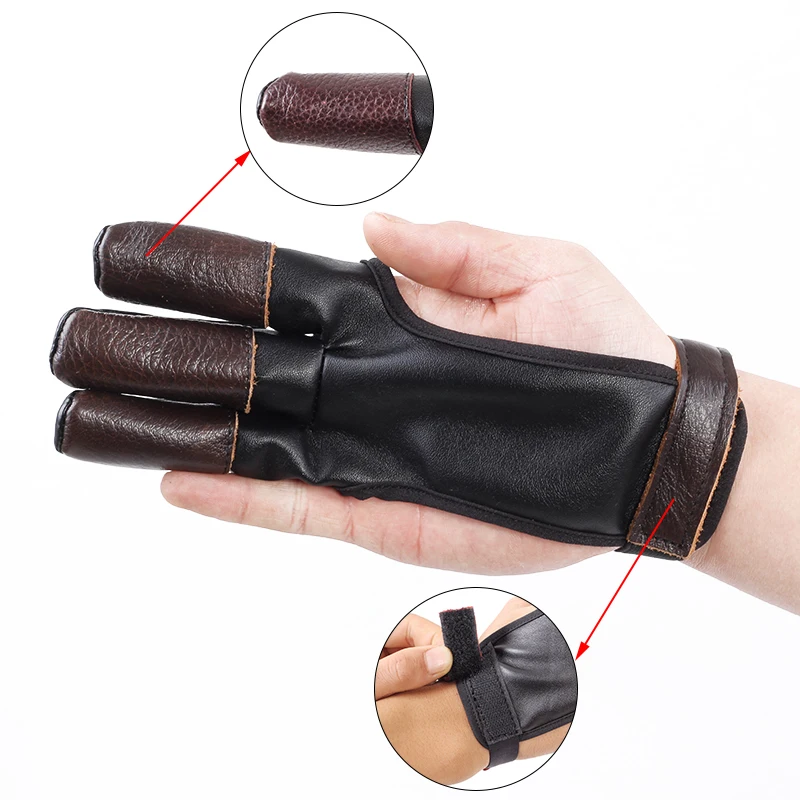 

Hot Sale Archery Glove Finger Accessories Three Finger Guard Leather Gloves for Recurve Compound Bow