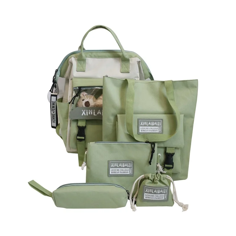 

New Five-piece Ins Schoolbag Korean Version High Quality Trendy School Backpack Set, Many colors