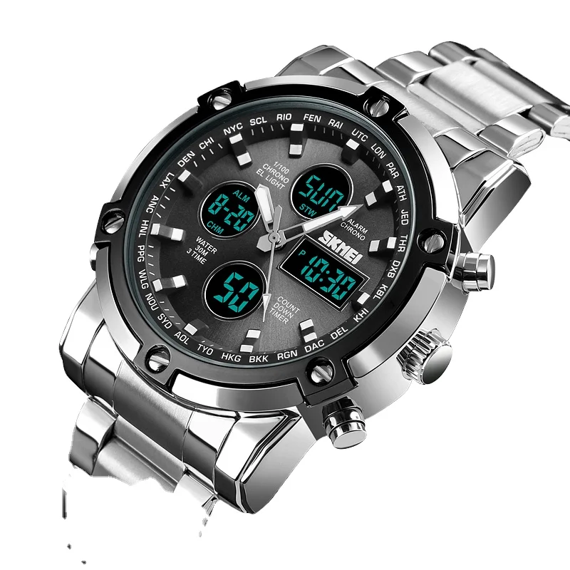 

SKMEI 1389 Sport Digital wristwatch Countdown Mens Clock Stainless Steel Watches Fashion Men's Wrist watch