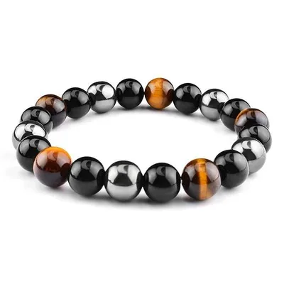 

High Quality Energy Healing Hematite Bead Bracelet Tricolor Yellow Tiger Eye Beads Bracelet For Men