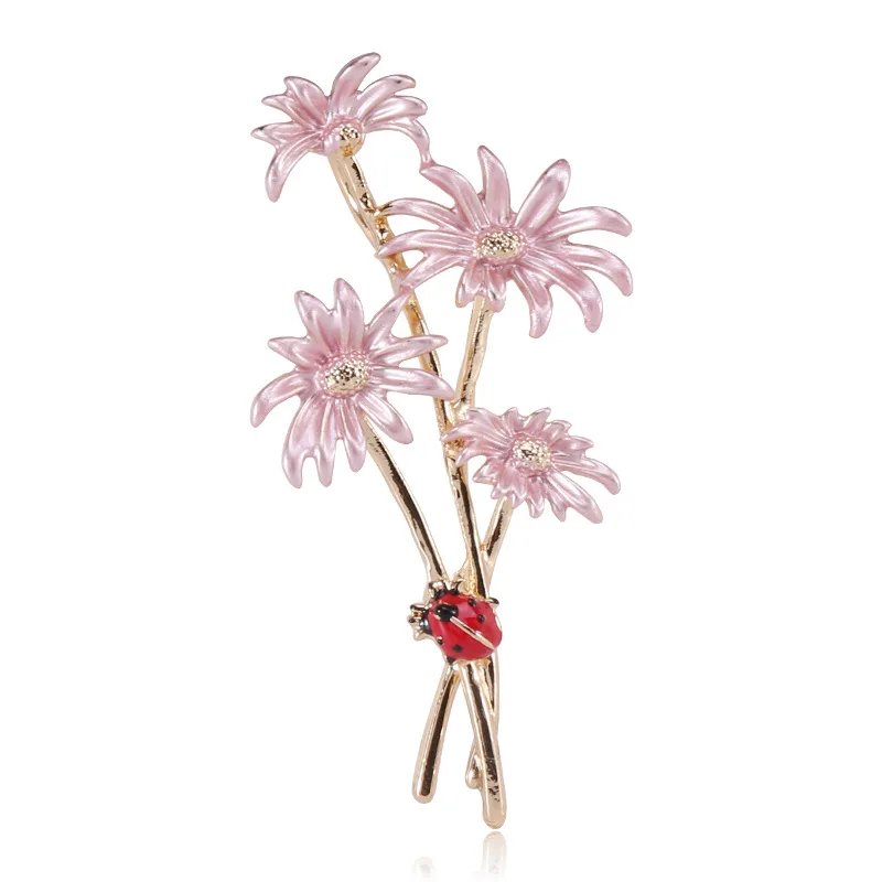 

ZJ-1598 New temperament simple cold wind pin accessories oil dripping anti light flower collar pin small daisy Brooch, Blue, pink