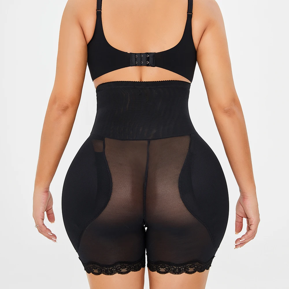 

6XL plus size high waist women sexy big buttock padded hip panties, Black,skin color