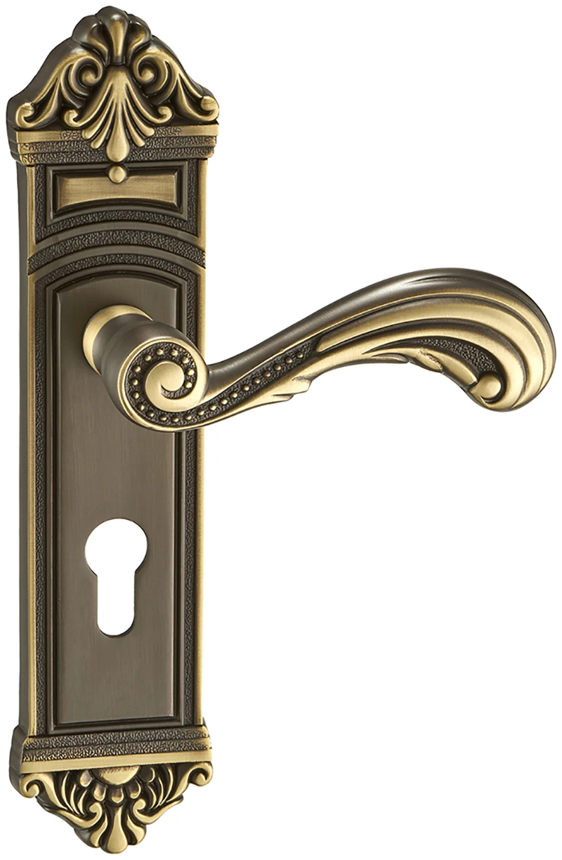 Coffee Color Luxury Brass Door Handle Lock With Plate