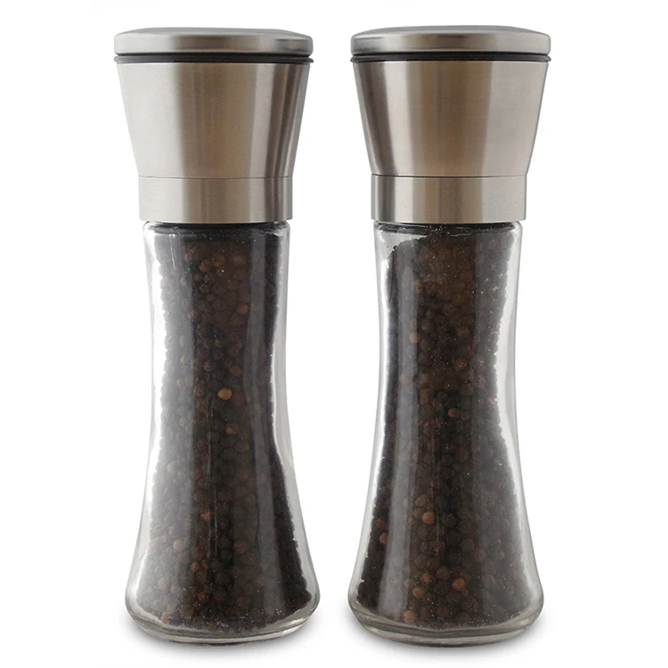 

Summer New Product Ideas 2020 Design Kitchen Accessories Peppers Grinders Mills Stainless Steel Manual Glass Salt Pepper Grinder