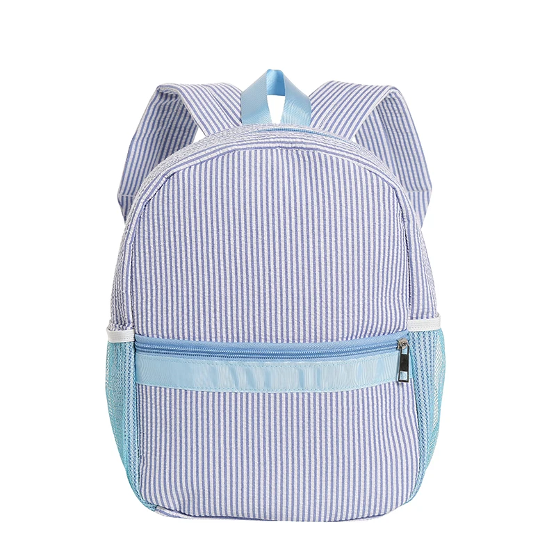 

Seersucker Backpack Wholesale Custom Monogram Soft High Quality Toddler Seersucker Backpack, As pic show