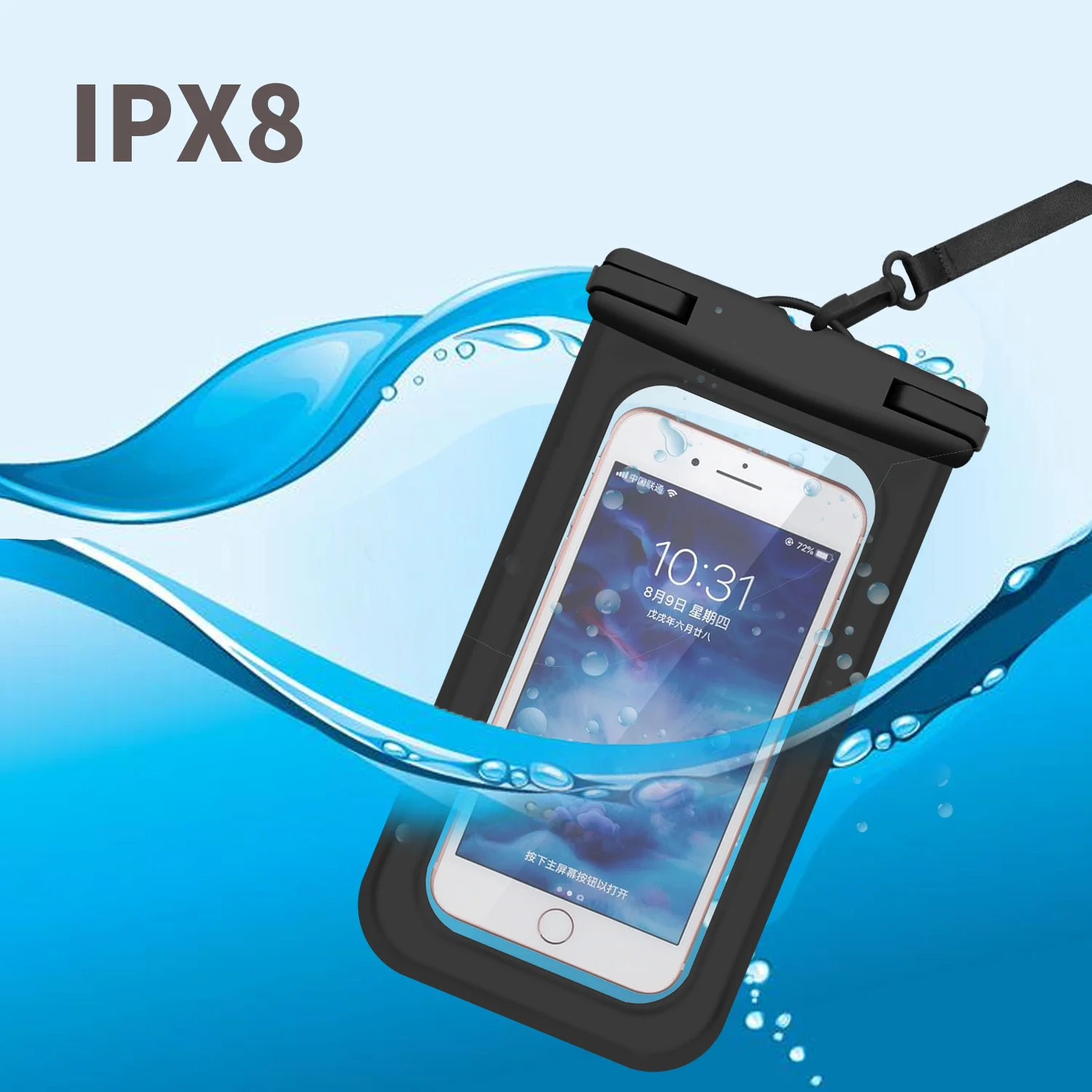 Waterproof test IPX8 universal size waterproof mobile phone case pvc water proof clear pouch waterproof case for phone