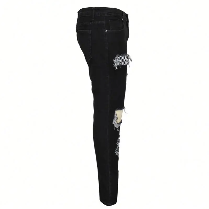

Men's Jeans Black Hole Embroidery Trendy Personality Foreign Trade Pants, Customized color