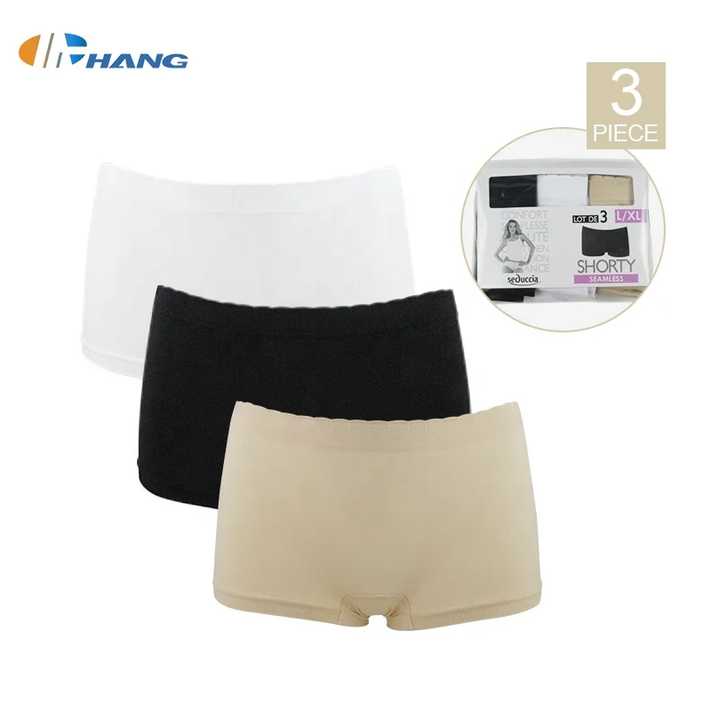 Wholesale Solid Stretch 3- pack Seamless Hipster Underwear Panties Sexy Women Boyshort