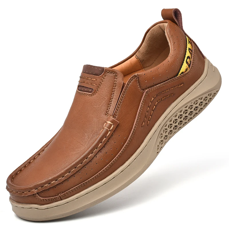 

high quality low price large size 48 genuine leather safety shoes rubber sole slip on casual footwear loafers for men