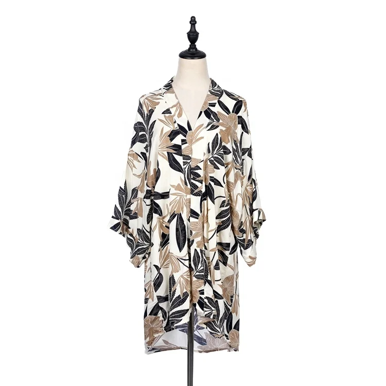 

Wholesale  Tropical Summer Women Clothing Soft Rayon Floral Printed Women Kimono, Customized color