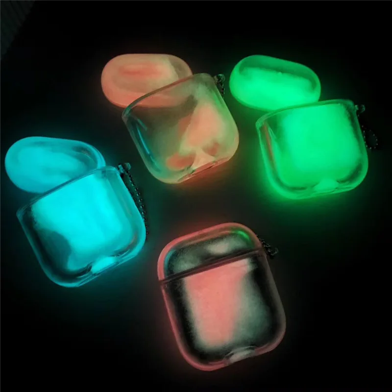 

Glow In The Dark Liquid Glitter Quicksand Wireless Headphone Charging Box Cover Luminous Neon Sand Earphone Case for AirPods 1 2, As the photos