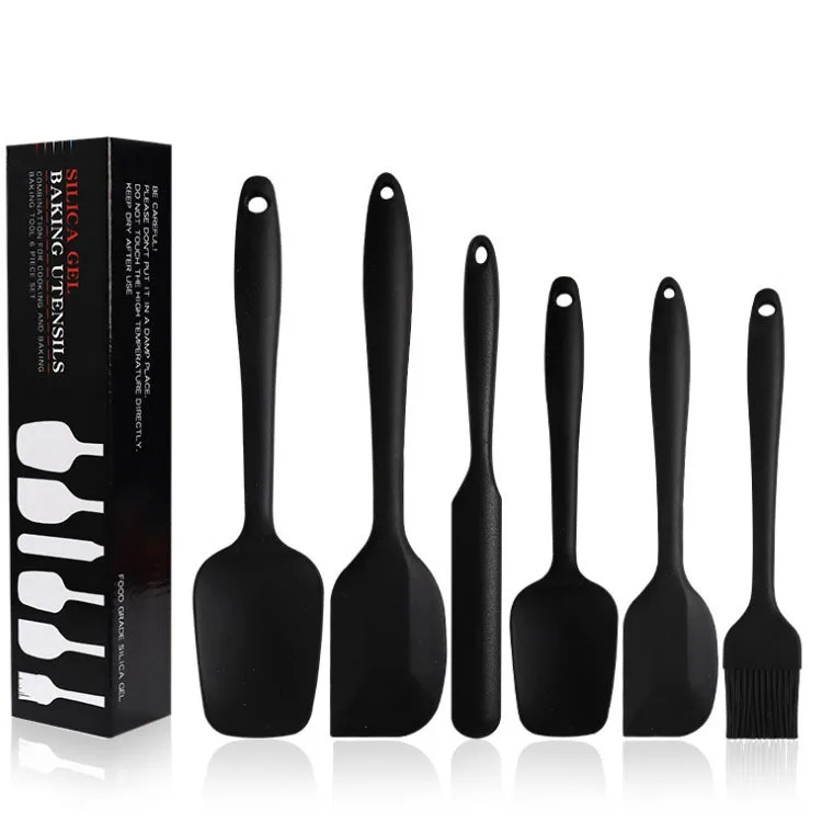 

New pastry tools 6 piece heat resistance mini silicone kitchen baking mixing spatulas set, Red/black