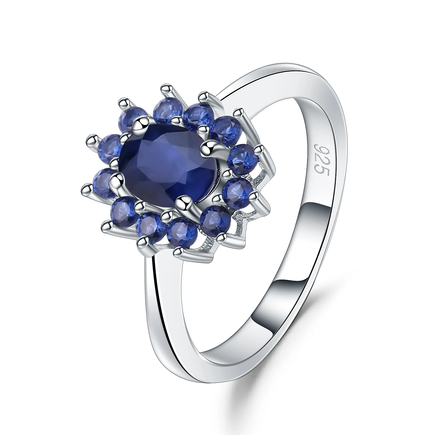 

Abiding Natural Blue Sapphire Classic Ring 925 Sterling Silver Gemstone Simple Ring For Women Wedding Fine Jewelry