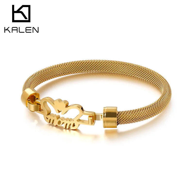 

Personalized Adjustable MOM Bracelet Stainless Steel Charm Bracelets Jewelry, Silver/gold/rose gold