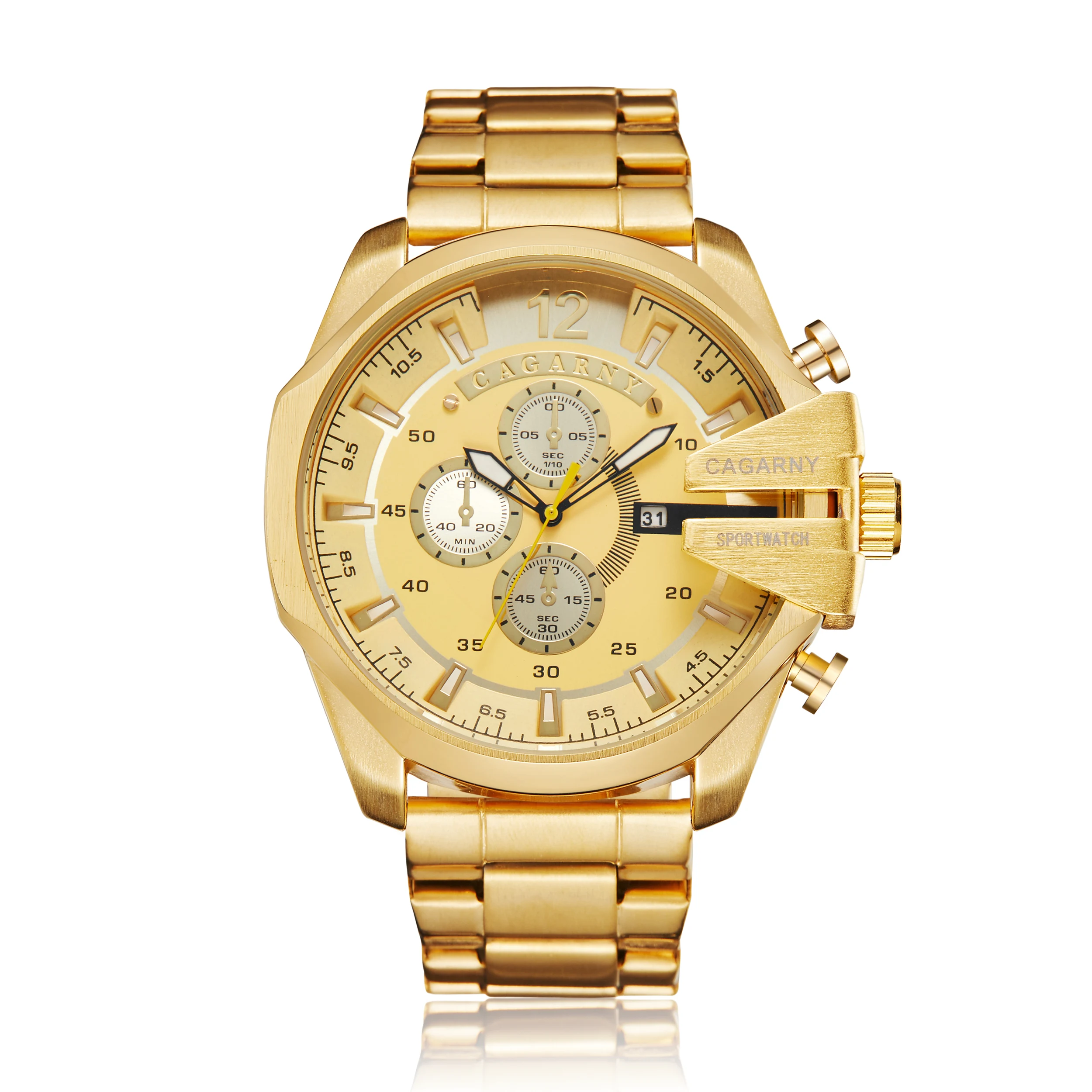 

Mens Watches Top Brand Luxury Gold Steel Quartz Watch Men Cagarny Casual Male Wrist Watch Military Relogio Masculino Dropship
