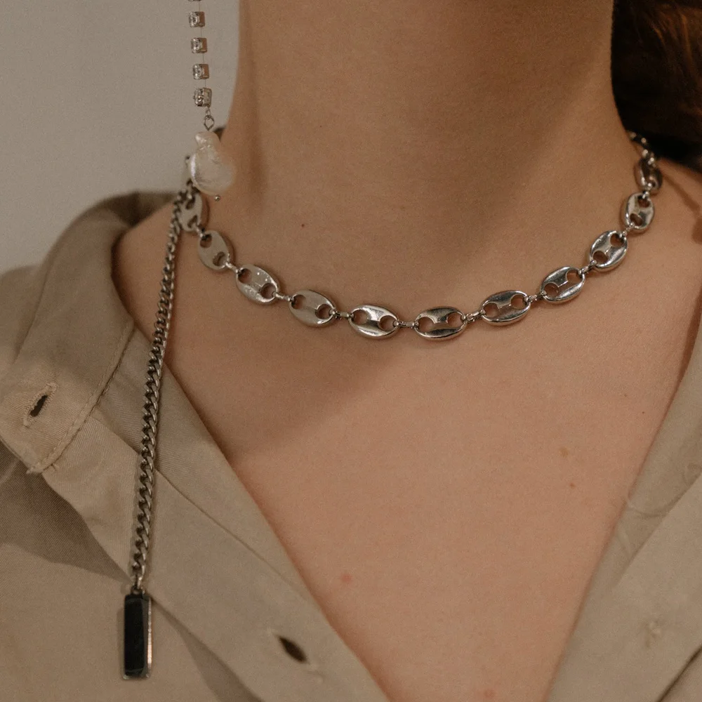 

VeFruit Rock'n'rock 925 Sterling Silver Chokers Necklace trendy fashion accessories summer jewelry 2021