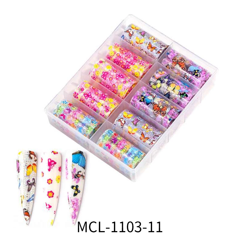 

New butterfly/flower design nail transfer foil 10pcs/set nail art foil sticker