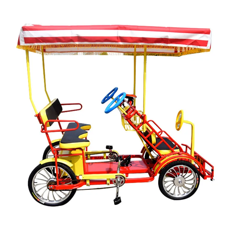 

Electric Sightseeing Car for Big Whole Family Surrey Bicycle Tourist Bike with Flexible and Safe Steering System, Customized