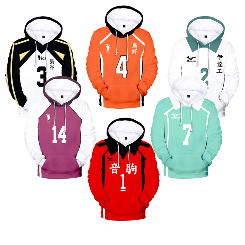 

Anime Haikyuu Hoodie Sweatshirt Men/women Anime Cosplay Fashion Unisex leisure Volleyball Uniform Boys pullover Cool Tops Casual