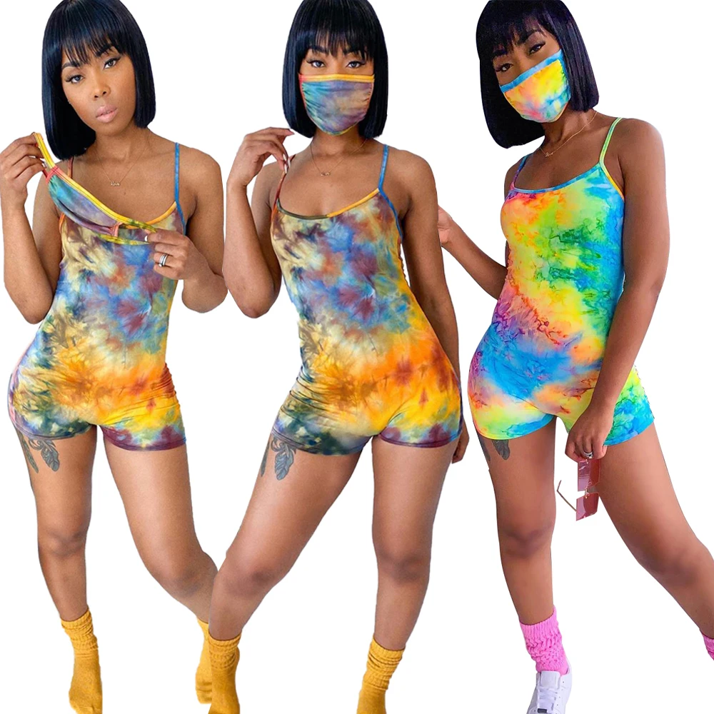 

FM-HY5156 Summer 2020 new style sleeveless cute tie dye sexy jumpsuit for women, Pic