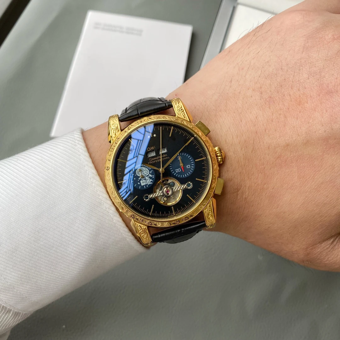 

Omage High Quality New Mechanical Watch Automatic Movement Luxury Fashion Waterproof Leather Design Men, As shown in the figure