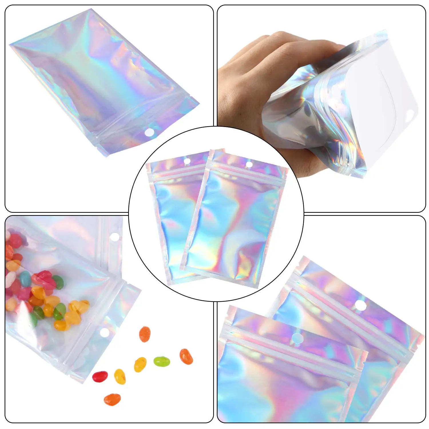 Resealable Smell Proof Bags Foil Pouch Bag Flat Ziplock Bag For Party ...