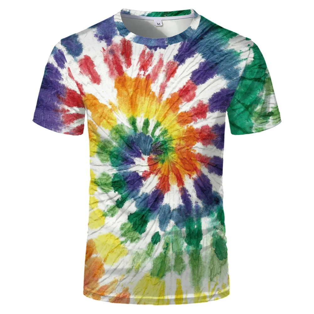 

2021 new ins style Tie dye T shirt Men's Tie dye Custom Print T-shirt Rainbow Colorful T shirt for Men