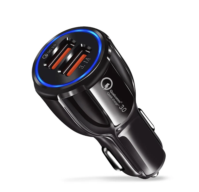 

Free shipping USB car charger dual port QC3.0 fast charge 18W Adapter universal 12V 3.1A mobile Phone charger for iPhone