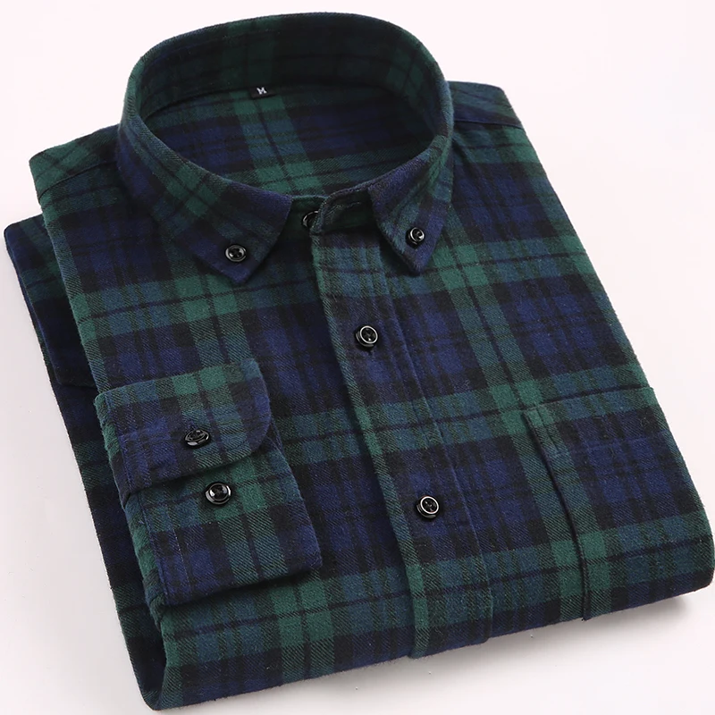 Low price 100% Cotton men's shirts long sleeve casual slim fit men shirt long sleeve Cotton Plaid Flannel shirt