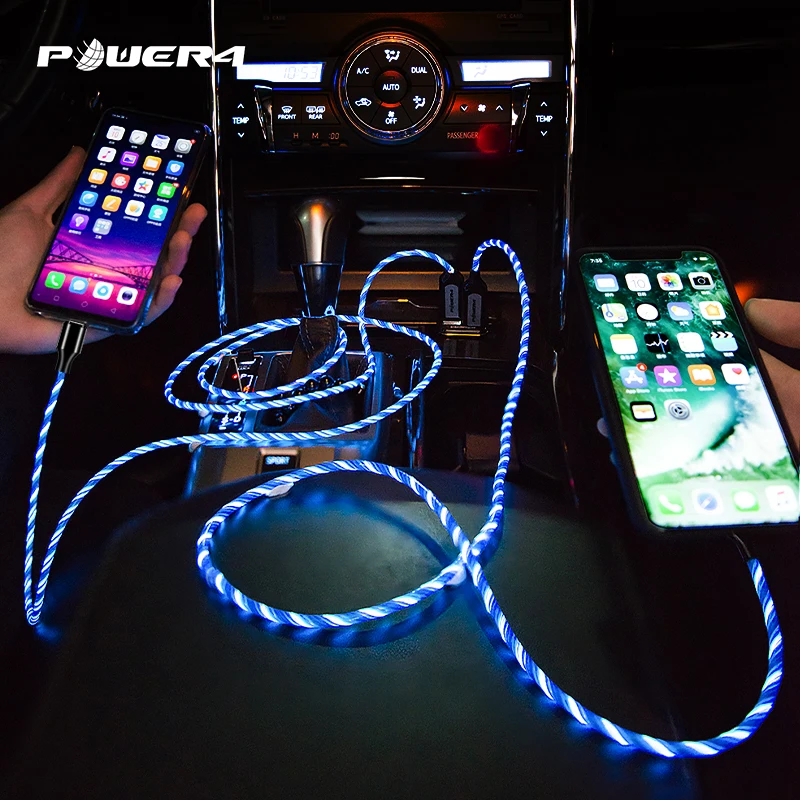 Car atmosphere night light young popular led light cable for lightning/iphone fast charging cable MFI