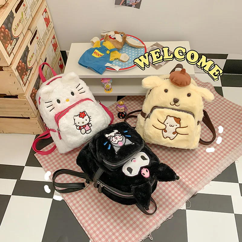 

Cartoons Anime Kawaii Sanrio Cinnamoroll Kuromi My Melody Plush Backpack Doll Plushie Stuffed Schoolbag