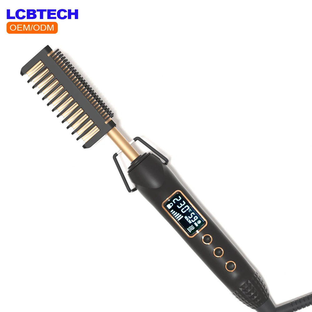 

High Heat Ceramic Press Comb Professional LCD Electrical Straightening Heat Pressing Comb Electric Hot Comb Hair Straightener