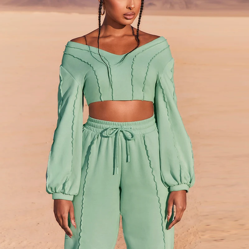 

fall 2021 fashion trendy sets womens clothing crop joggers outfits sweat suits matching sets women two piece pants set, Ivory,khaki,green