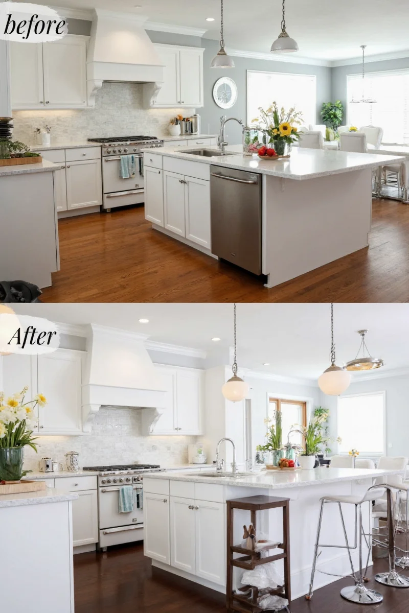Family Cooking Together in Newly Renovated Kitchen