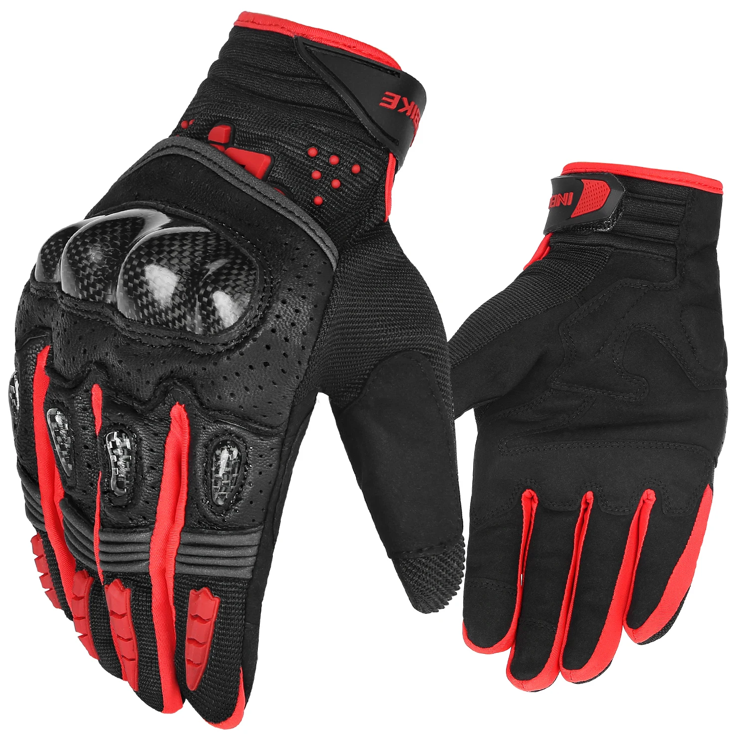 

INBIKE Outdoor Men Protect Hands Full Finger Touch Screen Downhill Racing Motorcycle Bike Gloves IM803, Black/black and green/black and red