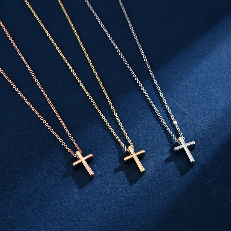 

RFJEWEL Fashion Amazon hot selling Simple Cross gold rose gold silver necklace for women