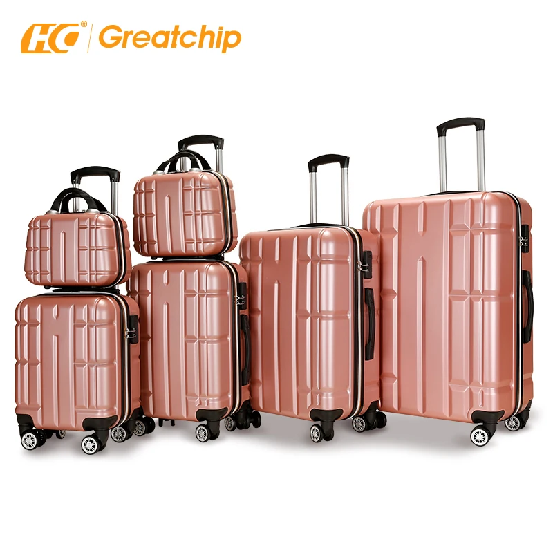 

Custom carry on 6 pcs luggage set travel bags hand 4 wheels trolley bag suitcase