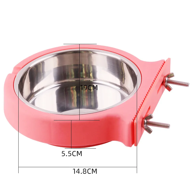 

Hot Sale Plastic Material Pet Feeder Pet Bowl Water Food Dog Stainless Steel Hanging Cage Pet Bowl Feeder